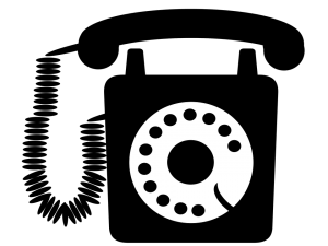 Clip art view of a retro telephone.
