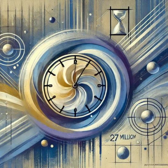 Surreal clock in silver and gold tones with steel.
