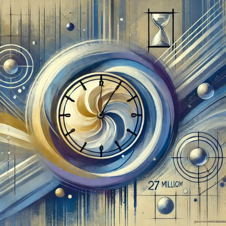 Surreal clock in silver and gold tones with steel.