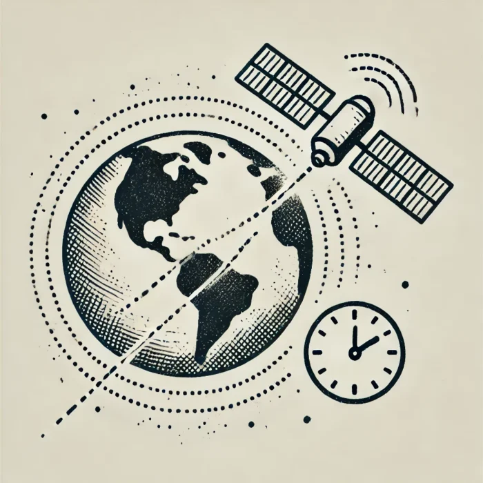 Satellite showing clock to demonstrate timing issues.