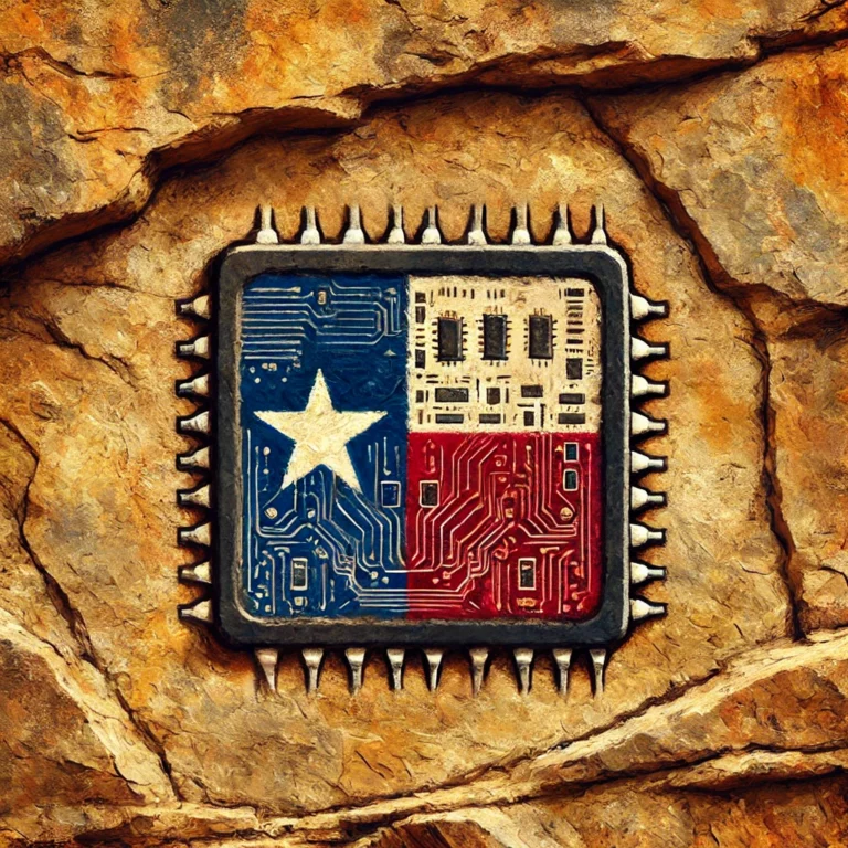 Texas Flag on Chip on Rock
