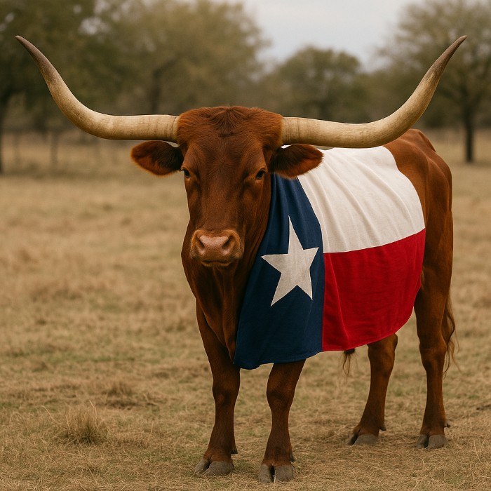 Texas Flag on a Longhorn Steer Realism jpeg
