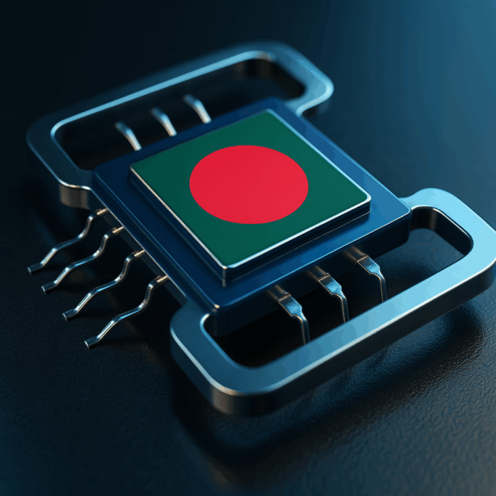 Bangladesh Flag on a computer chip.
