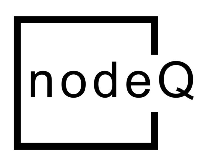 nodeQ Logo featuring black rectangle embracing company name.